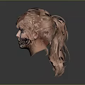 3D Rendered Female Head With Curly Light Brown Hair And Realistic Facial Features