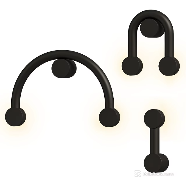 Modern Black Metal Wall Sconces With Curved Design And Warm LED Lighting For Home Decor 3d model 