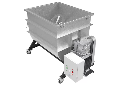 Industrial Stainless Steel Square Tank Mixing Equipment With Motor Control Box And Wheels 3d model