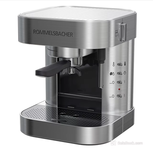 Rommelsbacher Stainless Steel Coffee Machine Kitchen Appliance With Control Panel And Brewing Function 3d model 