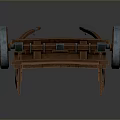 Vintage Wooden Handcart With Large Wheels Classic Structure And Retro Design