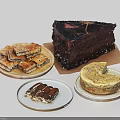 Delicious Assorted Desserts Featuring Pastries Chocolate Cake And Cheesecake On Plates