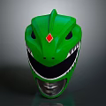 Character Dino Themed Helmet Green Design With Red Diamond And Sharp Teeth