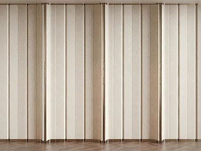Upholstered Beige Vertical Panel Design For Interior Wall With Wooden Floor 3d model