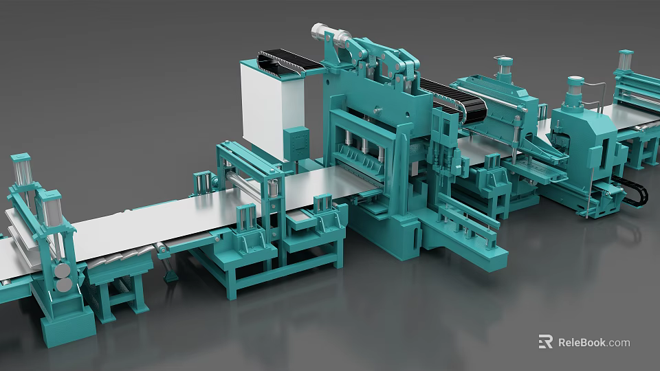 Industrial Manufacturing Equipment Featuring Conveyor Belt And Metal Processing Machinery 3d model 