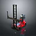 Red Forklift Industrial Design With Black Mast Enclosed Cab And Heavy Duty Wheels