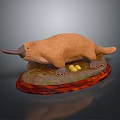 Detailed Platypus Model Figurine With Eggs Placed On Wooden Display Base