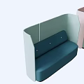 Modern Public Office Space With Teal Blue Pink Upholstered Seating And Dividers