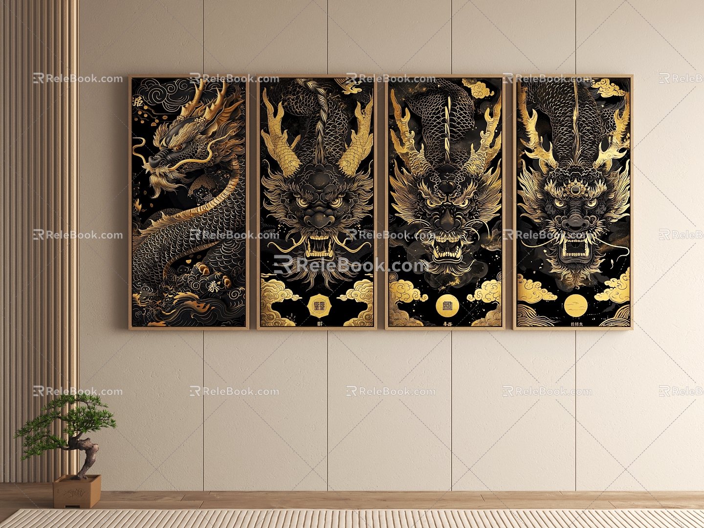 New Chinese Style Decoration Painting Dragon Hanging Painting 3d model