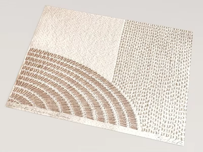 Contemporary Square Rug Featuring Arched Stripes And Grid Texture In Neutral Tones 3d model