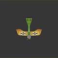 Green Body Yellow Wings Model Airplane With Black Patterns And Propeller
