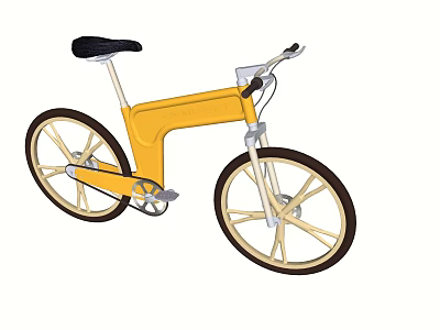 Yellow Modern Bicycle With Sleek Frame Black Seat And Light Spokes 3d model