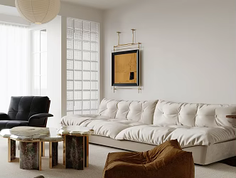 Mid-ancient Style Living Room Cream Style Living Room Sofa Coffee Table Combination Horizontal Hall Living Room Mid-ancient Style Sofa Without Main Lamp Living Room Small Apartment Living Room Leisure Chair 3d model