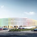 Modern School Building Complex With Glass Facades Outdoor Play Areas And Green Surroundings For Students