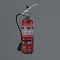 Red Fire Extinguisher With Black Hose Pressure Gauge And Safety Label
