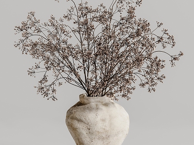 Qui Dried Branches Pottery Pot Vase model