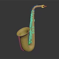 Golden Saxophone Musical Instrument With Shiny Brass Surface And Gray Background Reflection