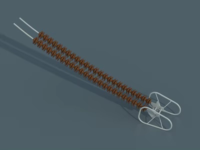 Industrial Equipment Featuring Brown Spiral Metal Structure And Silver Support Brackets 3d model