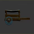 Wooden Handcart With Blue Wheels Transparent Cover And Vintage Design Features