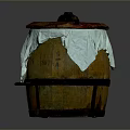 Rustic Wooden Home Storage Bucket With Lid Covered In White Cloth