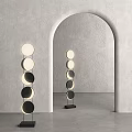 Modern Floor Lamp Design With Multi Layer Circular Shades In Gray Wall Interior 3d model