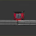 Red Agricultural Combine Harvester With Long Harvesting Header And Modern Design