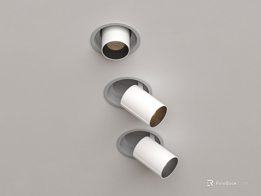 Sleek Recessed Downlights And Spotlights Modern Ceiling Lighting Fixture Design 3d model 