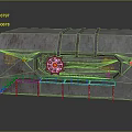 Rusty Industrial Equipment With Circular Mechanical Structure Orange Components Yellow Labels And Metal Staircase Platform
