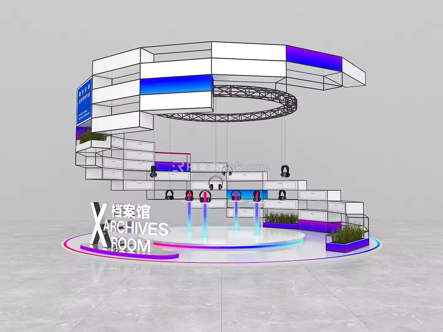 Modern American Chen product display area interactive device interactive exhibition area exhibition photo clock DP point 3d model