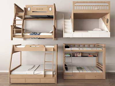 modern high-low bed bunk bed bunk bed bunk bed 3d model