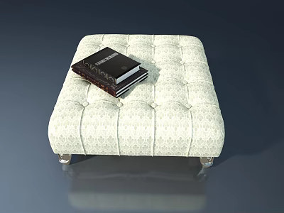 Square Beige Patterned Pet Cabinet With Metal Legs And Books On Top 3d model