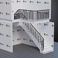 Modern Interior Staircase Design With White Steps Black Railings And Wooden Handrail