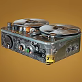 Vintage Open Reel Tape Recorder Classic Household Appliance with Metal Control Panel and Knobs