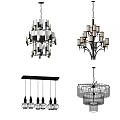 Modern Industrial Chandelier Designs With Metal Frames And Multiple Bulbs 3d model