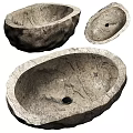 Natural Stone Washbasin with Irregular Shape and Textured Surface for Rustic Bathroom Decor 3d model