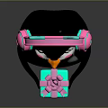 Adorable Penguin Wearing Pink Headphones With Green Christmas Trees Holding Gift Box With Pink Bow