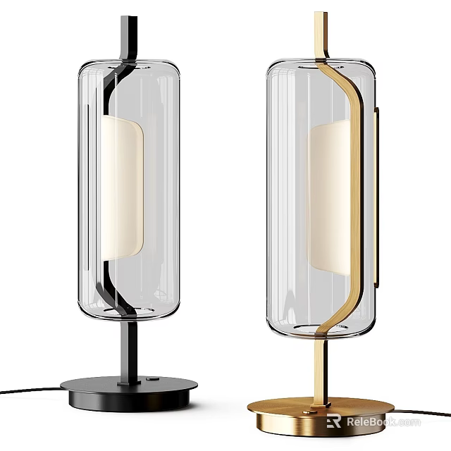 Modern Table Lamp With Clear Glass Shade And Black Gold Metal Support Design 3d model 