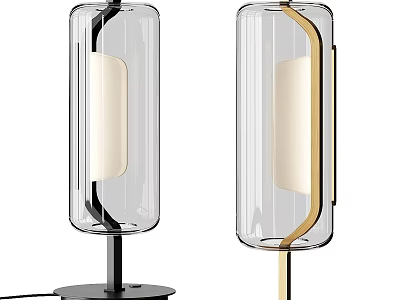 Modern Table Lamp With Clear Glass Shade And Black Gold Metal Support Design 3d model