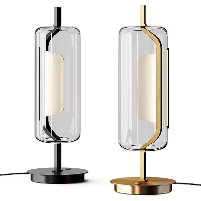 Modern Table Lamp With Clear Glass Shade And Black Gold Metal Support Design 3d model