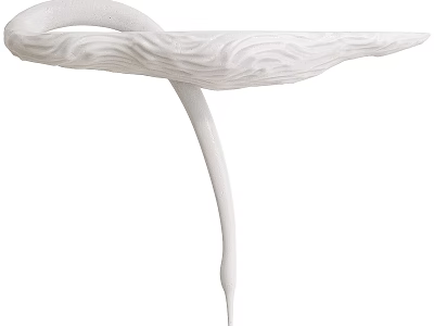 White Console Table With Wood Grain Texture And Curved Base Design 3d model