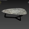 Modern Coffee Table With Marble Top And Black Metal Frame In Living Room