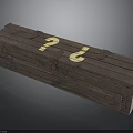 Vintage Wooden Box Design With Gold Question Marks And Metal Hinges