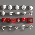 Essential Fire Safety Equipment With Smoke Detectors Alarm Buttons Extinguisher Boxes And Sprinklers