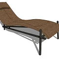 Modern Brown Lounge Chair With Ergonomic Design And Black Metal Frame