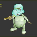 Smart Machine White Helmeted Robot Figure Holding Blaster in Standing Pose 3d model