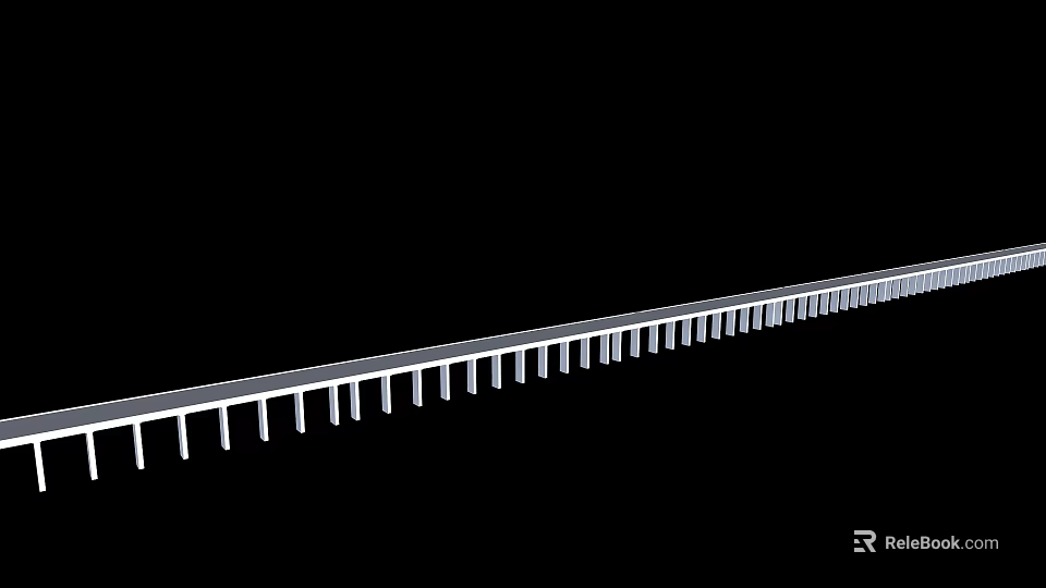 Modern Long Bridge With White Metal Framework And Supporting Pillars Design 3d model 