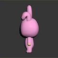 Cute Pink Rabbit Doll With Angry Expression On Dark Background