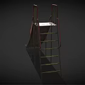 Playground Slide Equipment With Red Handrails Yellow Ladder Metal Structure And Worn Surface