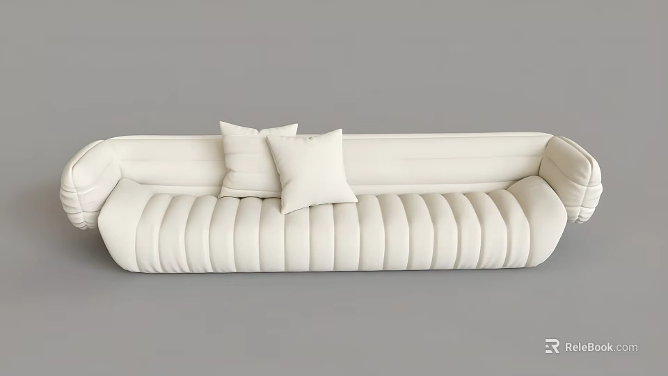 Modern White Sectional Sofa with Soft Upholstery and Plush Cushions for Living Room 3d model 