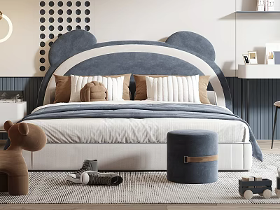 Children's Bed Children's Bed Boy's Bed Pillow Bedside Cabinet Sofa Stool Desk Chair 3d model
